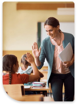Teacher with student